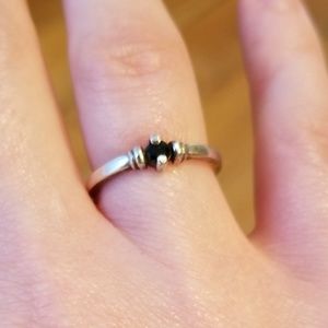 Sterling Silver and Black Spinel Ring